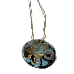 Italian Venetian Venetiaurum Glass Pendant Strand Glass Seed Bead Necklace